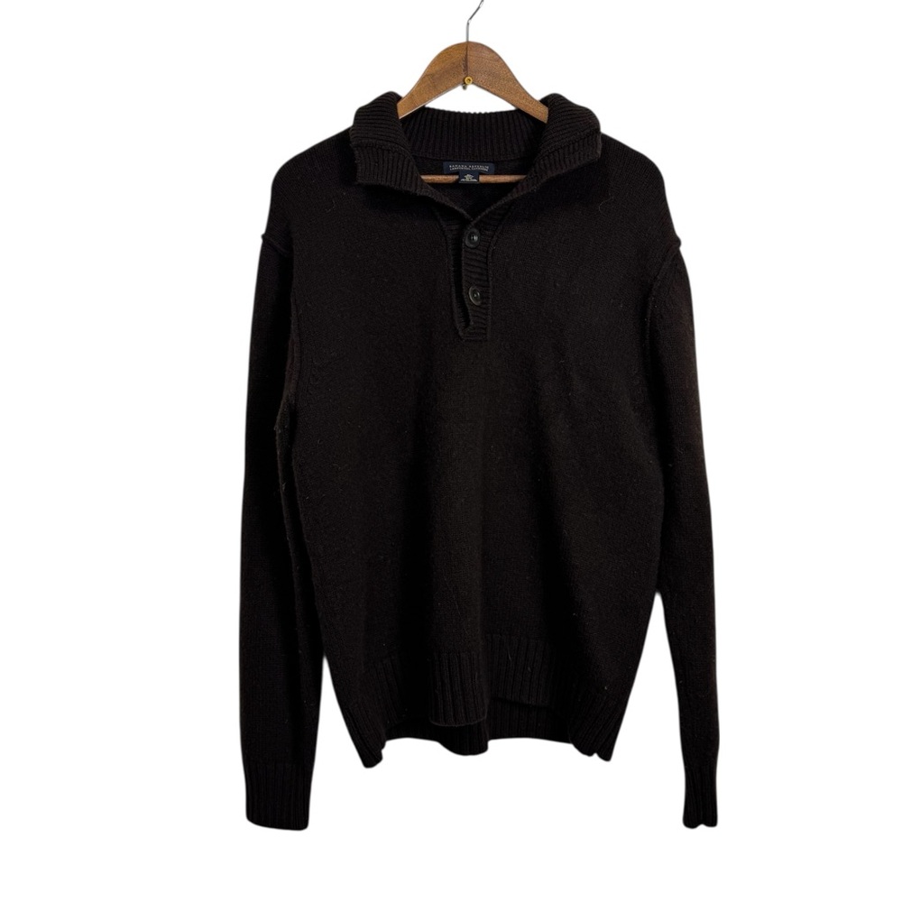 Banana Republic Men's Brown Lambswool Cashmere Sweater Button Neck XL